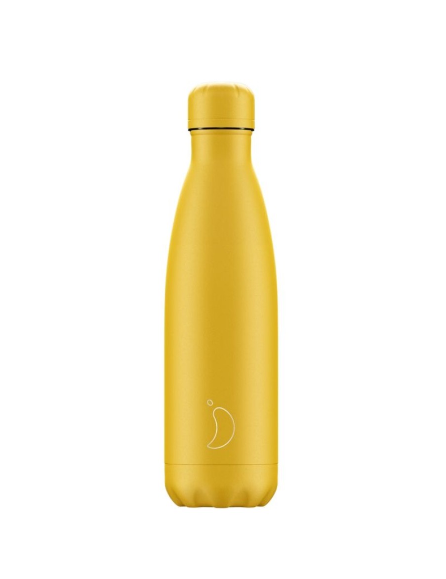 Click Cafe Borracce&Tazze Termiche E Accessori | Chilly'S Bottle Giallo Opaco Con Tappo Giallo 500 Ml