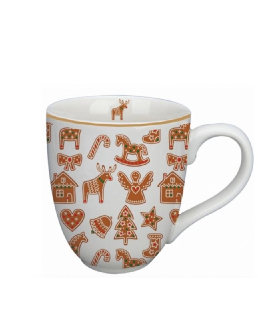 Click Cafe Tazze Da Te E Teiere | Mug Classica Christmas Collection Gingerbread Bianco