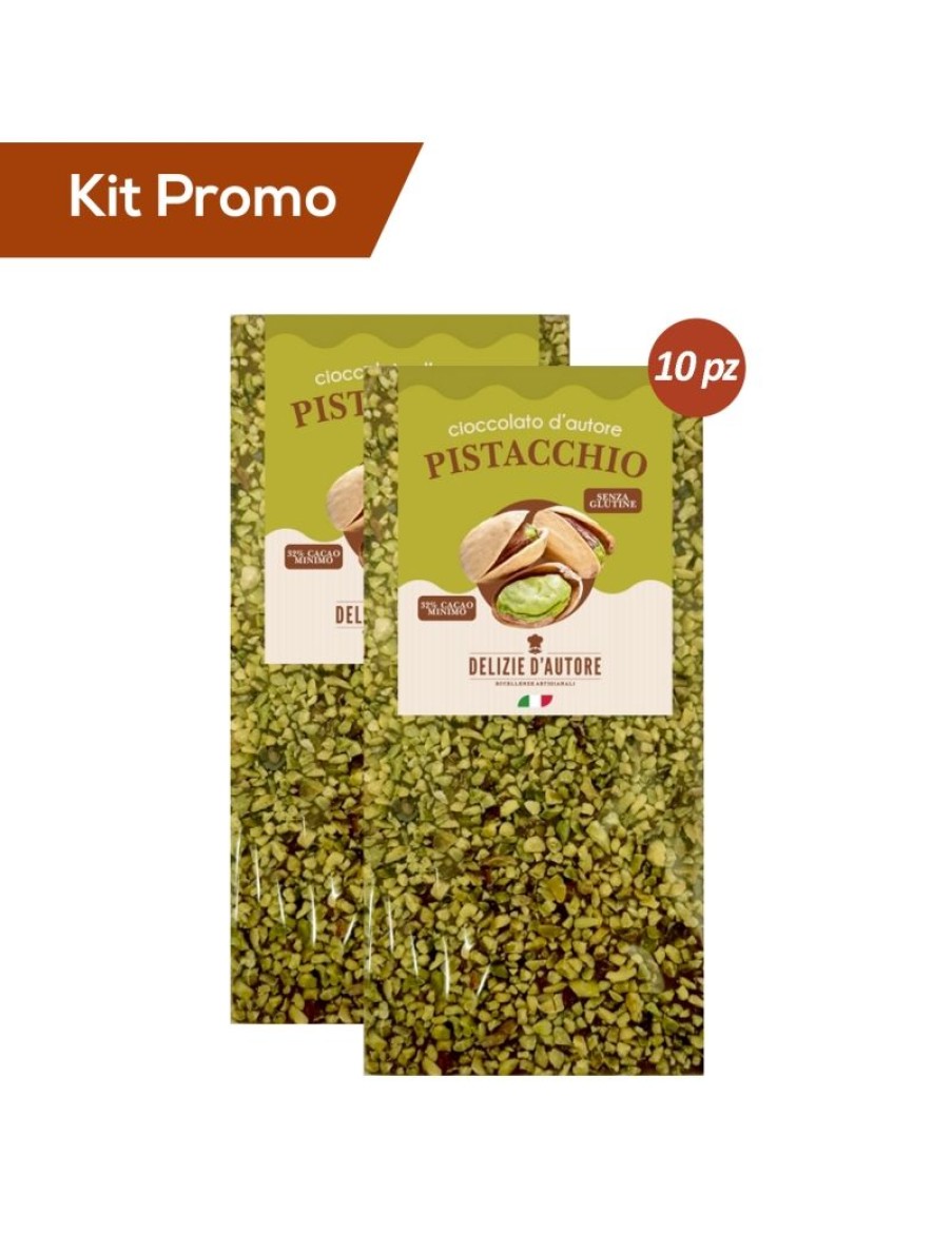 Click Cafe Cioccolato Artigianale | Kit 10 Tavolette Di Cioccolato Al Latte Con Granella Di Pistacchio