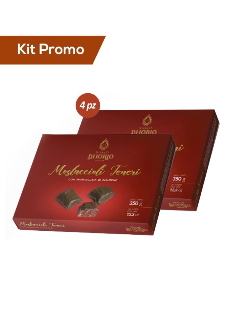 Click Cafe Cioccolato Artigianale | Kit 4 Pacchi Di Mostaccioli Teneri Con Marmellata Di Amarene