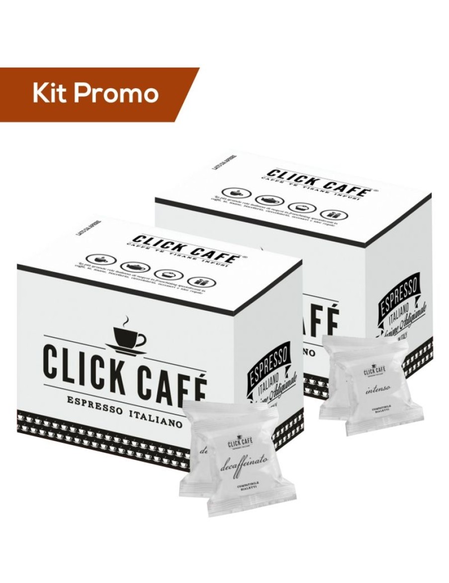 Click Cafe Capsule Compatibili Bialetti* | Box 200 Capsule Click Cafe Miscela Decaffeinato E Intenso, Compatibile Bialetti