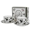 Click Cafe Tazze Da Te E Teiere | Set 2 Tazze Cappucino Con Piattino Gattini Neri Gift Box