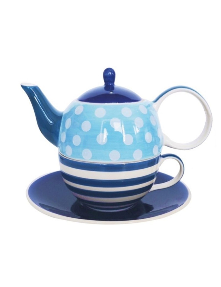 Click Cafe Tazze Da Te E Teiere | Tazza/Teiera Pois E Striscec/Piatto Blue