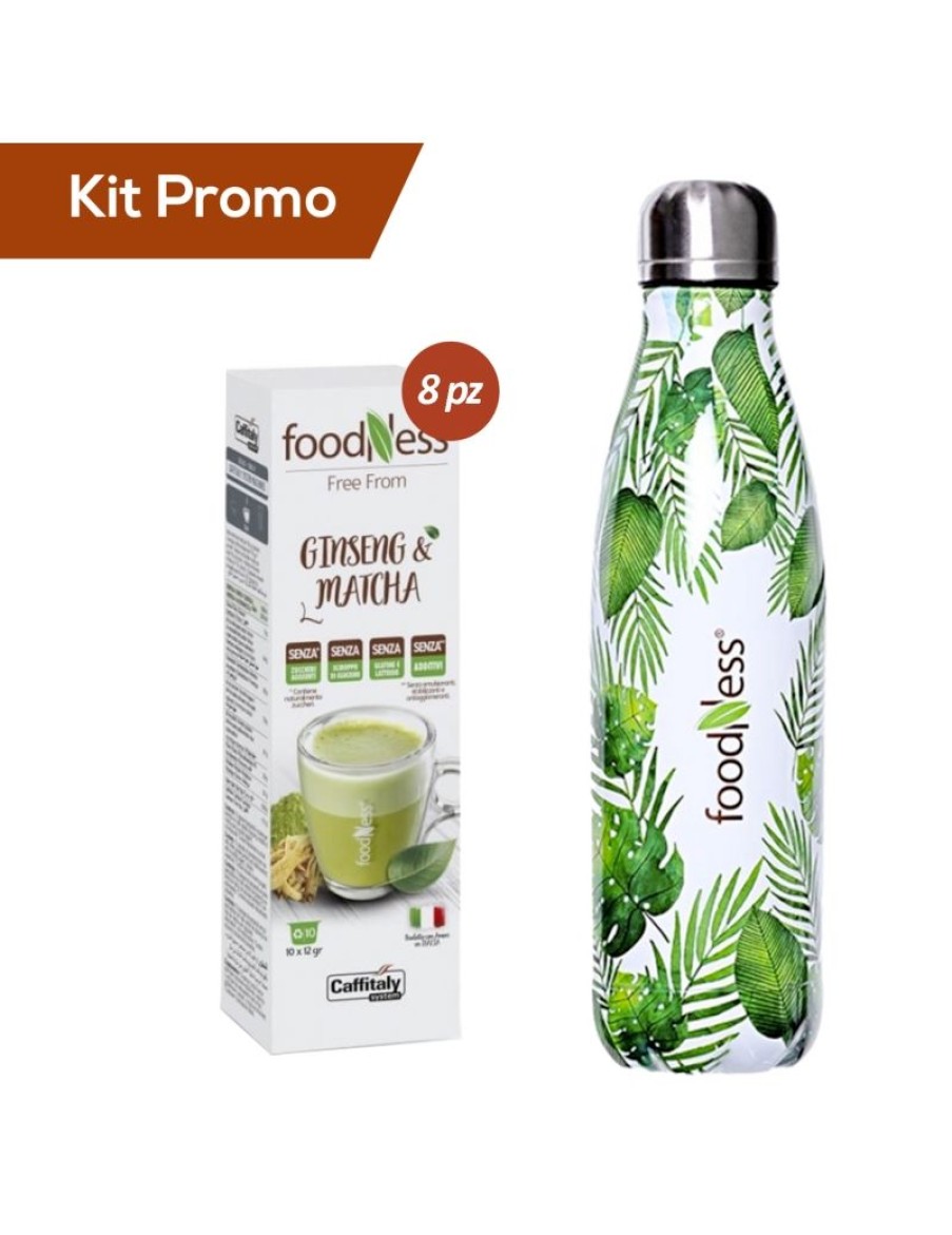 Click Cafe Capsule Caffitaly* Originali | Kit 8 Astucci Capsule Foodness Ginseng E Matcha Compatibili Caffitaly Con Omaggio Borraccia Termica