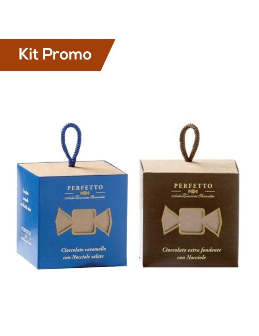 Click Cafe Gluten Free | Kit Cubo Cioccolatini Extra Fondente E Nocciola Con Cubo Cioccolatini Al Caramello