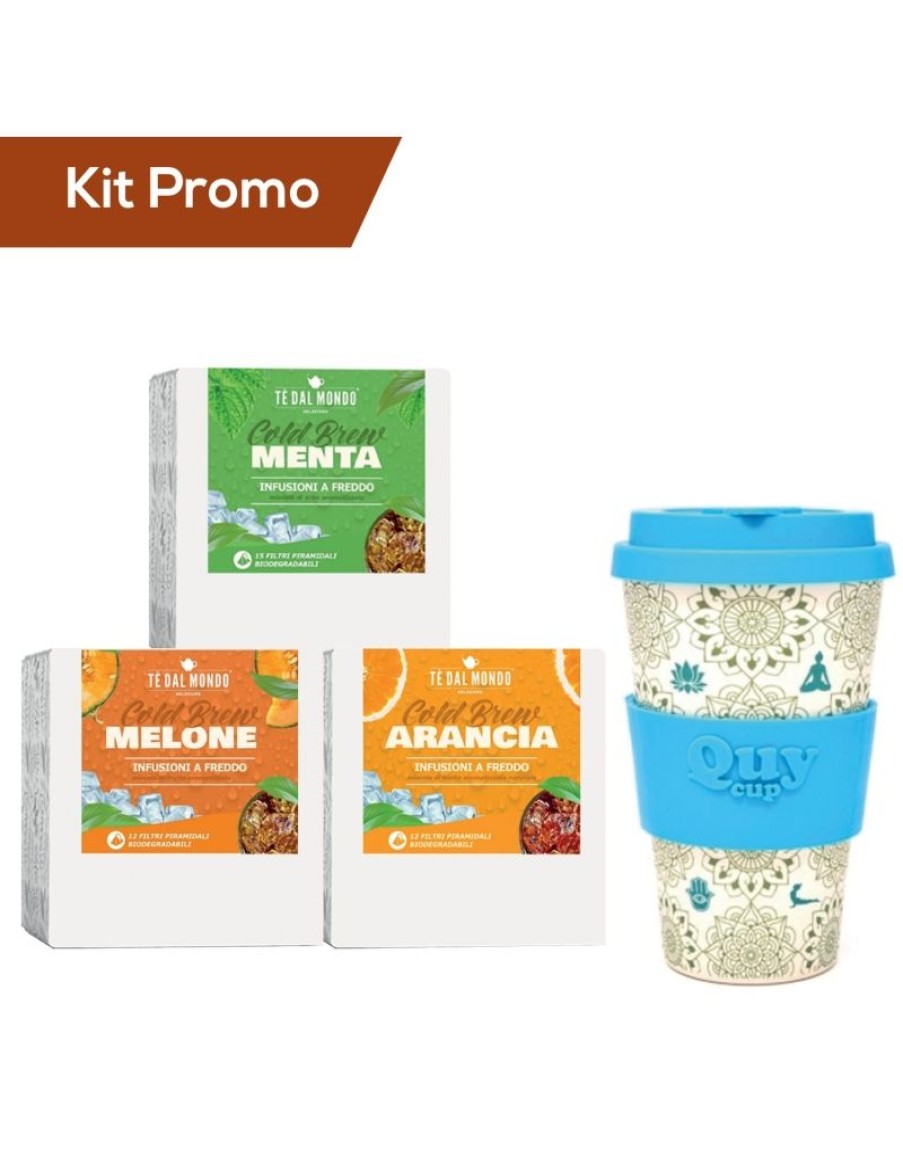 Click Cafe Piramidali Te Dal Mondo | Box 3 Astucci Infusi A Freddo + Bicchiere Quy Cup In Bambu Yoga