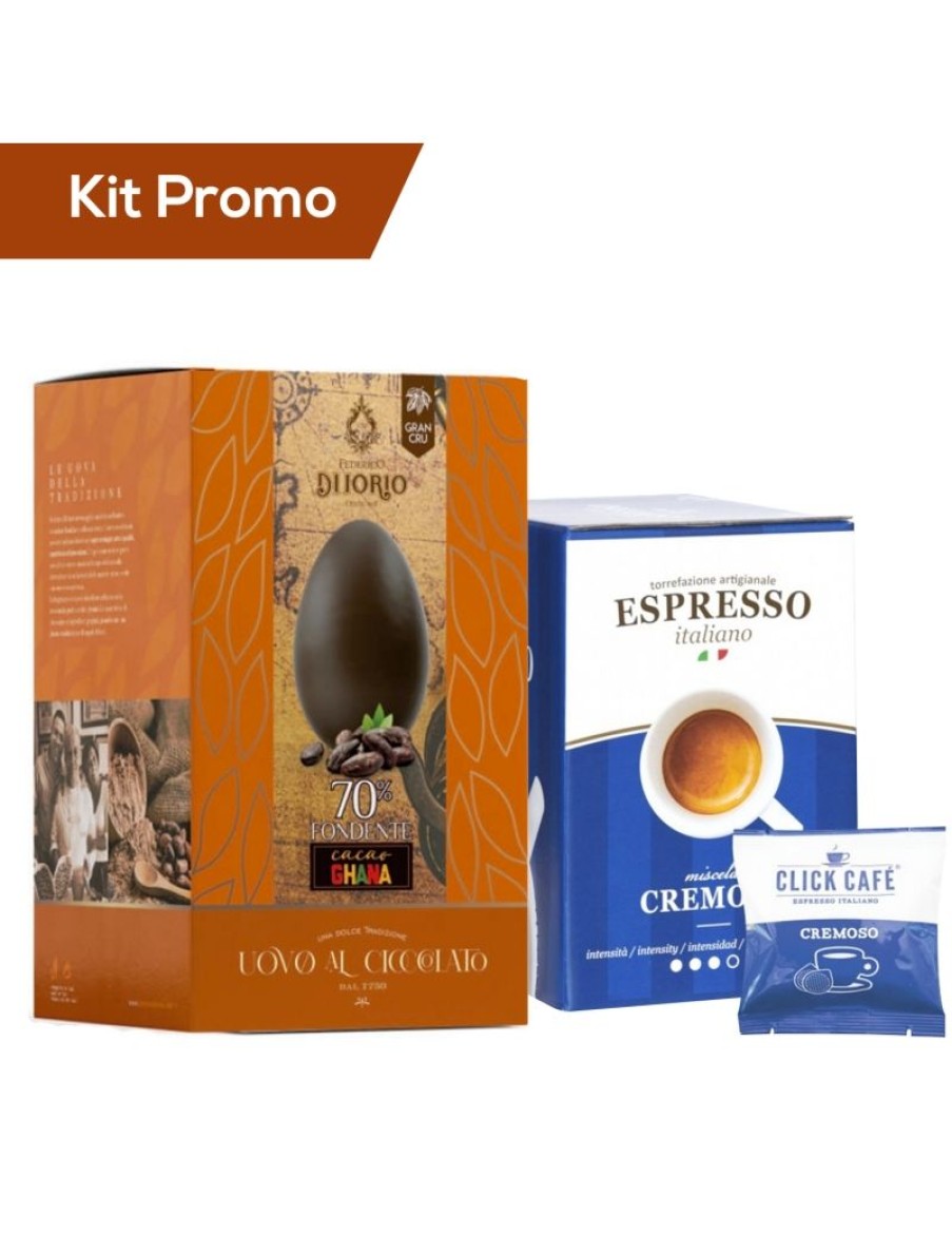 Click Cafe Cialde Caffe | Kit Pasqua - Cioccolato 70% Fondente Ghana Con Caffe