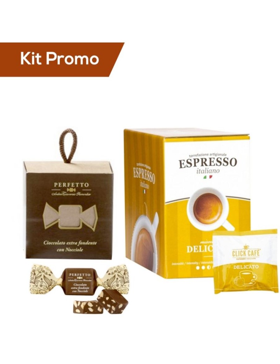 Click Cafe Cialde Caffe | Kit 30 Cialde Di Caffe Delicato Con Cioccolatini Al Cioccolato Fondente Con Nocciole