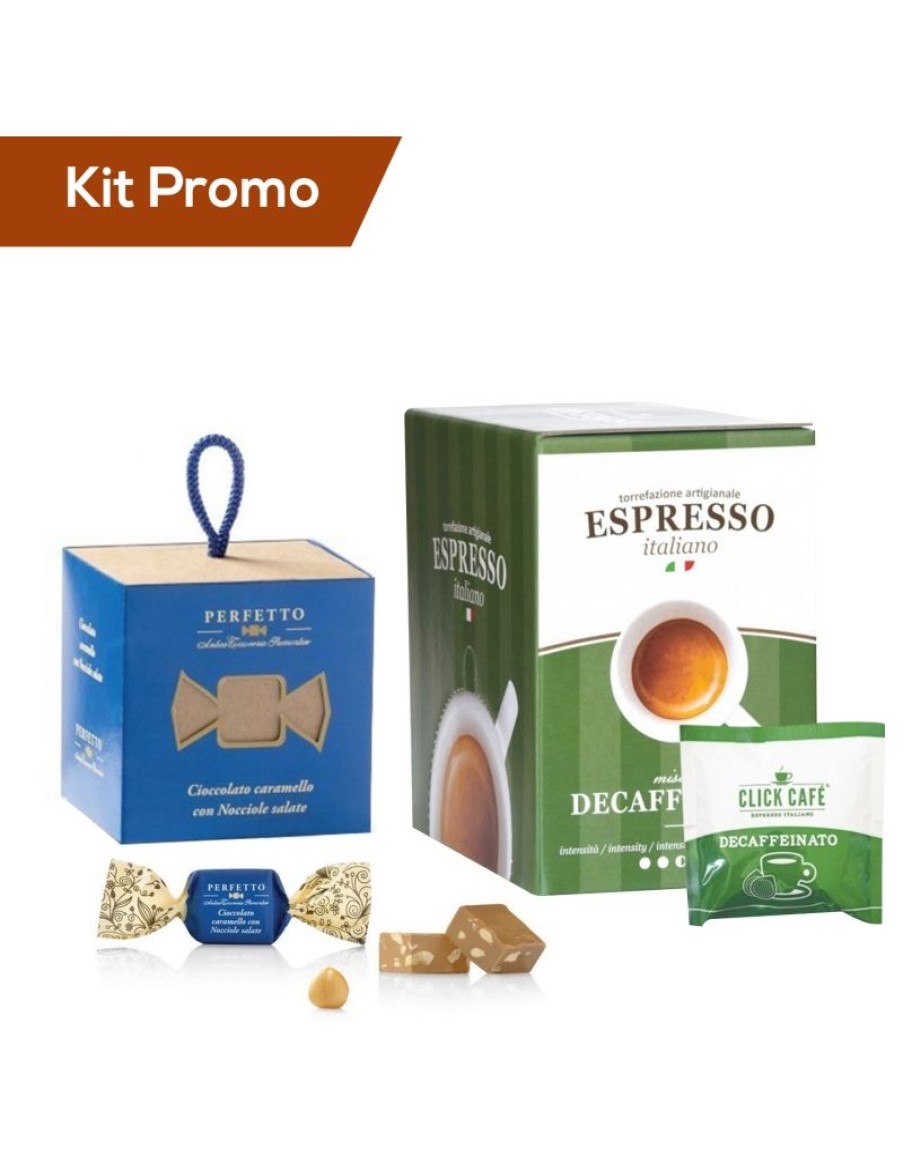 Click Cafe Cialde Caffe | Kit 30 Cialde Di Caffe Decaffeinato Con Cioccolatini Al Caramello Con Nocciole