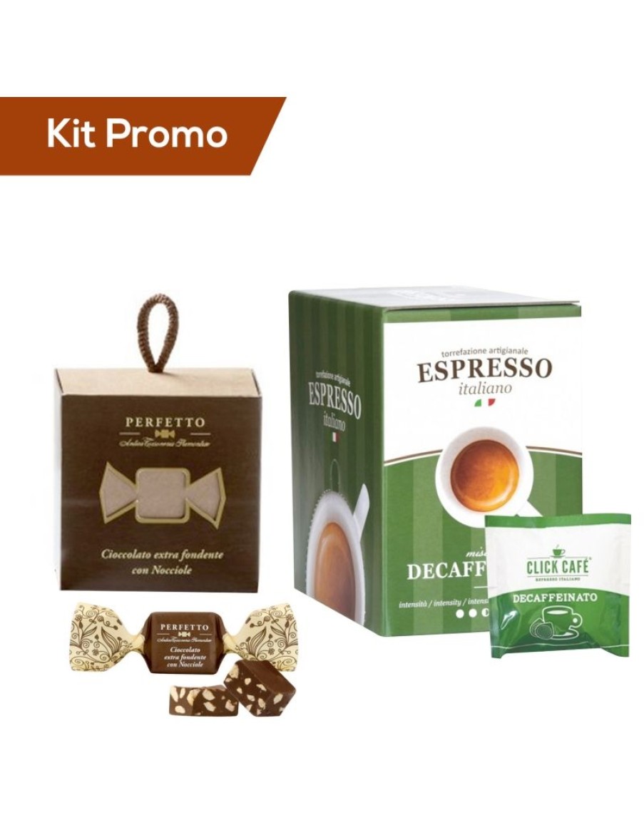 Click Cafe Cialde Caffe | Kit 30 Cialde Di Caffe Decaffeinato Con Cioccolatini Al Cioccolato Fondente Con Nocciole