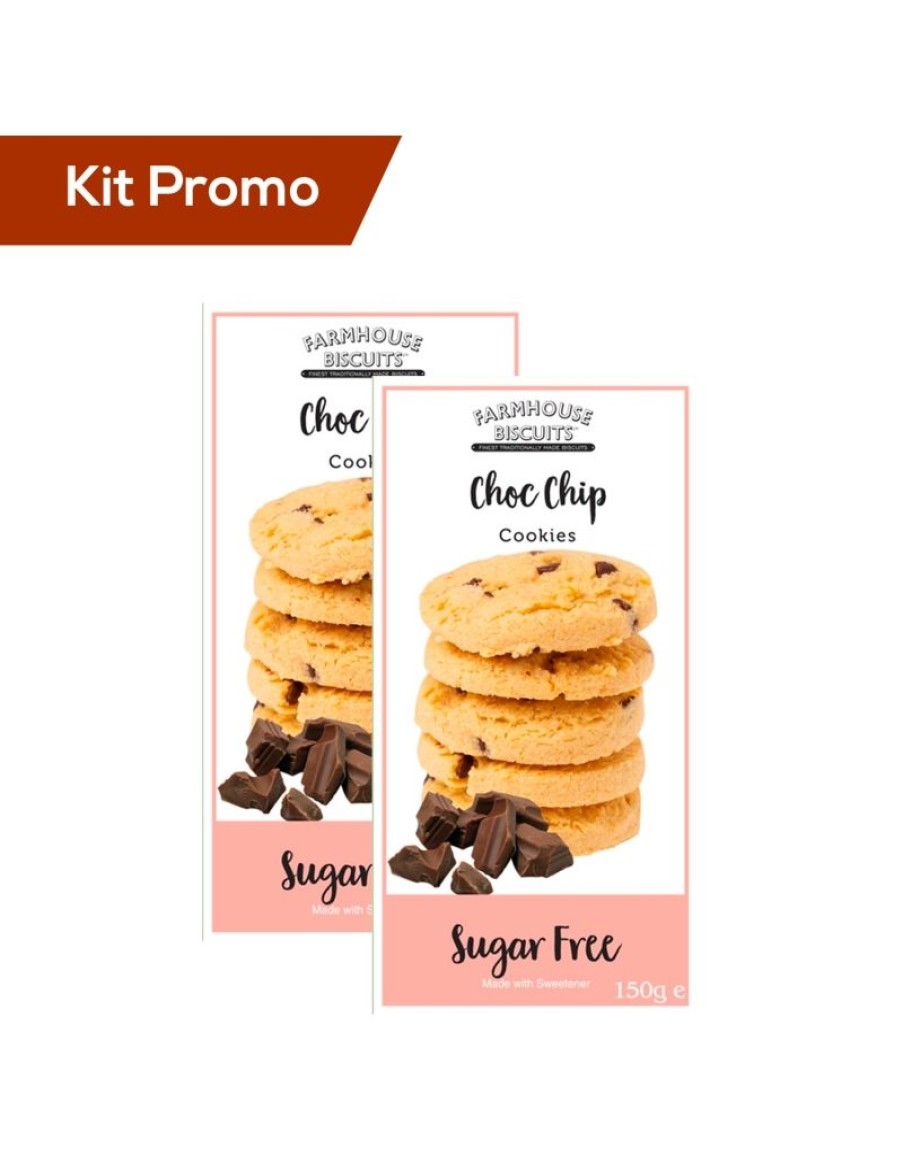 Click Cafe Biscotti Artigianali | Box 2 Astucci Biscotti Inglesi Senza Zucchero Con Scaglie Di Cioccolato