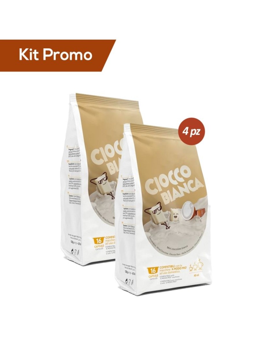 Click Cafe Capsule Compatibili Lavazza* A Modo Mio | Kit 4 Sacchetti Di Capsule A Modo Mio Cioccolata Bianca