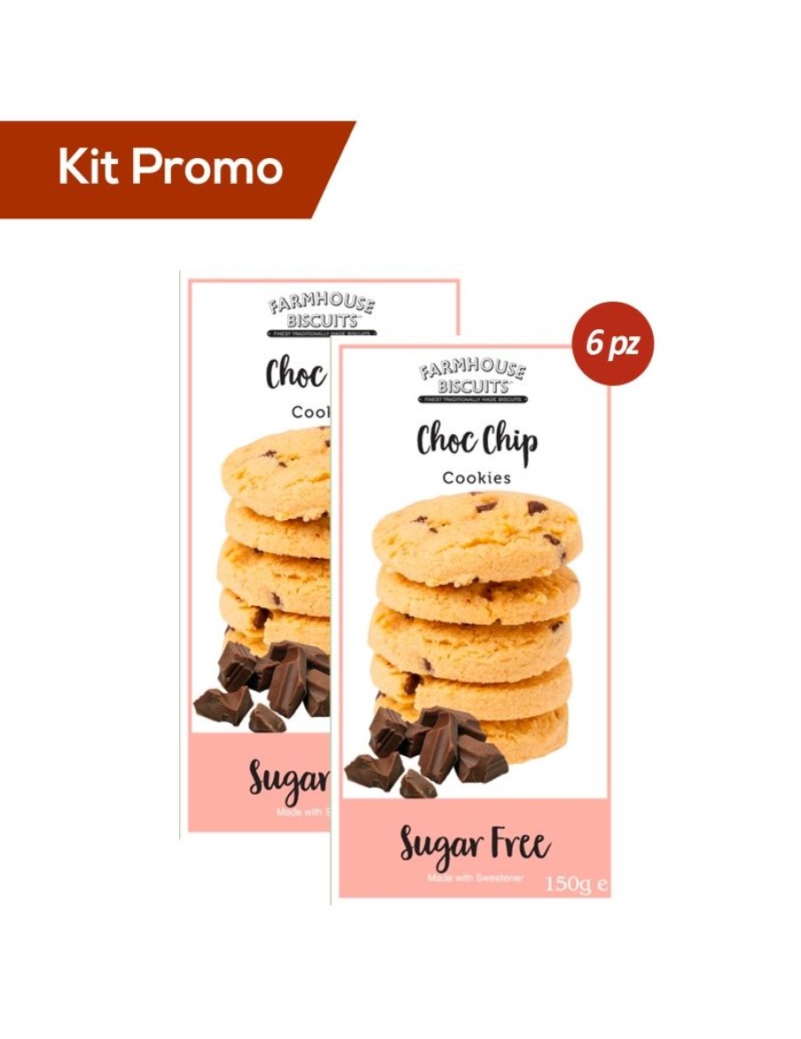 Click Cafe Biscotti Artigianali | Box 6 Astucci Biscotti Inglesi Senza Zucchero Con Scaglie Di Cioccolato