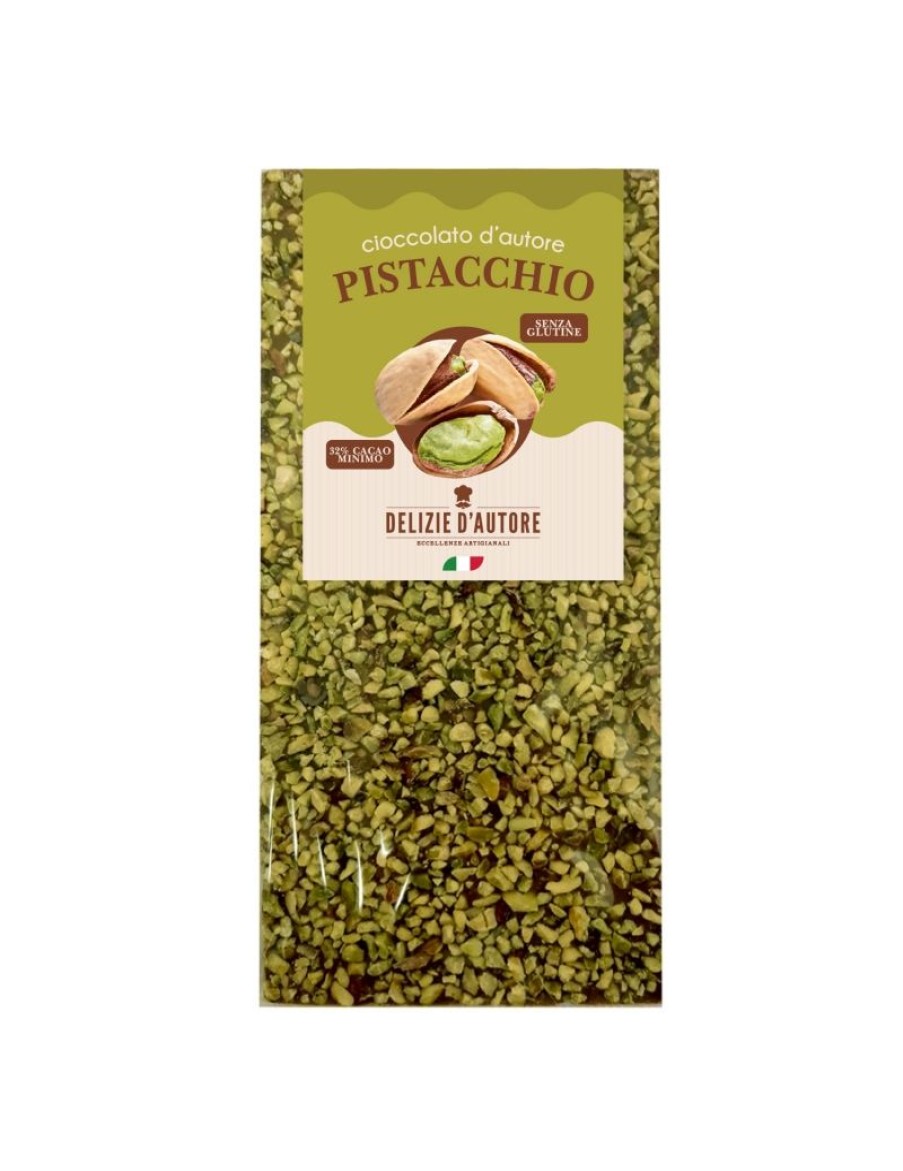 Click Cafe Cioccolato Artigianale | Tavoletta Cioccolato Al Latte Con Granella Di Pistacchio Da 100Gr