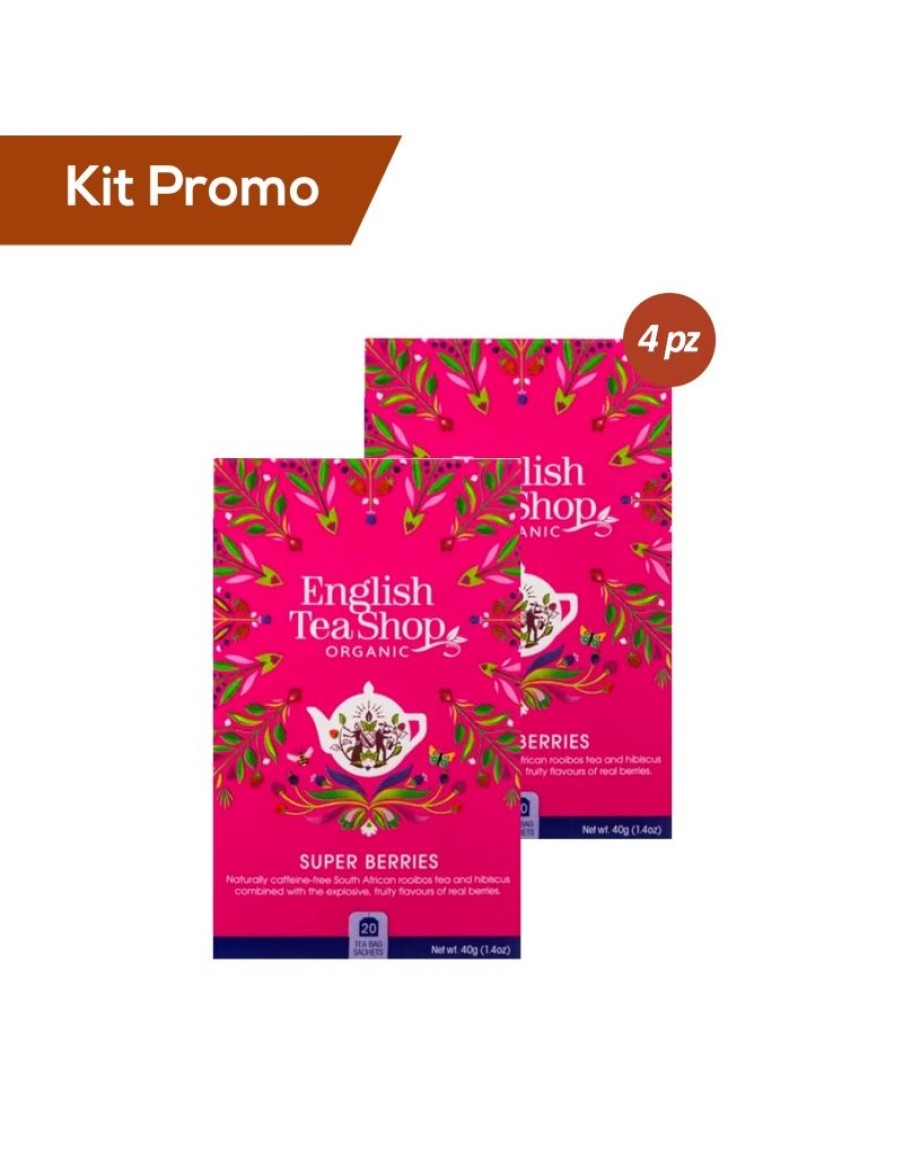 Click Cafe English Tea Shop E Terre Doc | Kit 4 Pacchi Di English Tea Shop Tisana Frutti Rossi Bio