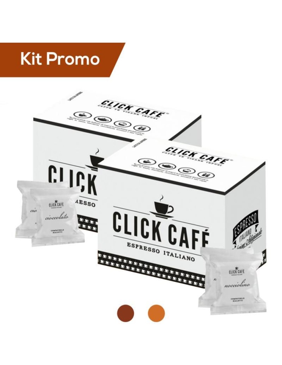 Click Cafe Capsule Compatibili Uno System | Box 100 Capsule Cioccolato E Nocciolino Solubile Compatibili Uno System