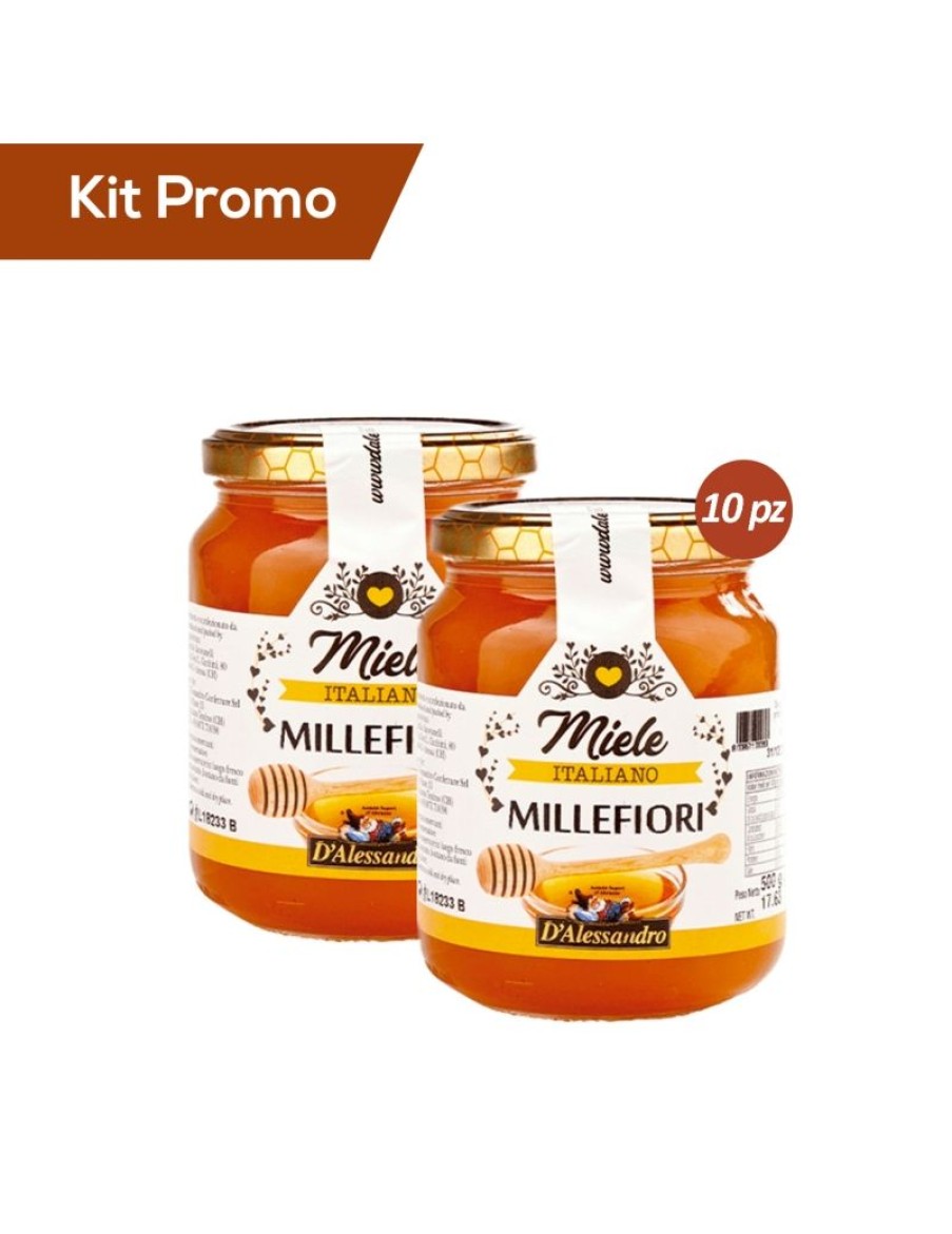 Click Cafe Miele E Marmellata Artigianale E Bio | Kit 10 Vasetti Di Miele Millefiori Puro