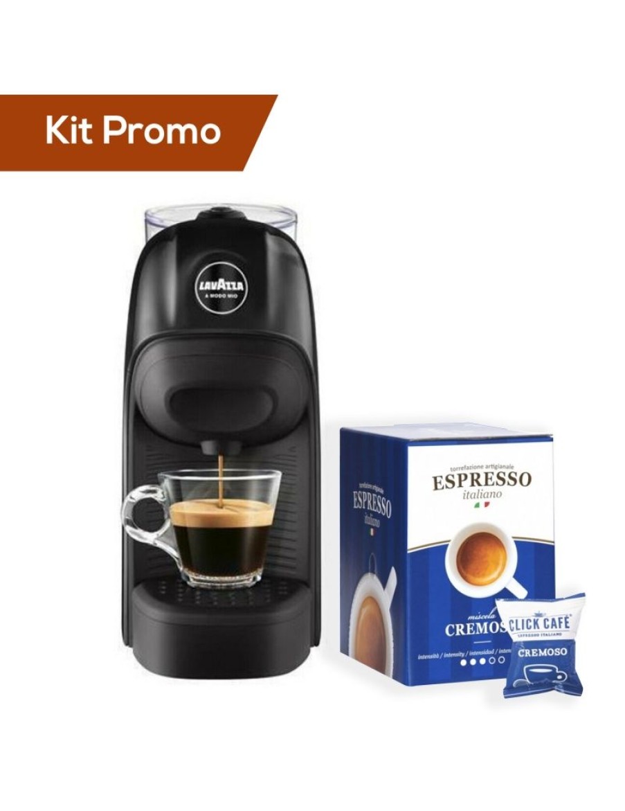 Click Cafe Macchinette Per Caffe In Capsule | Macchina Da Caffe Lavazza A Modo Mio Modello Tiny Colore Nero + 30 Capsule Cremoso