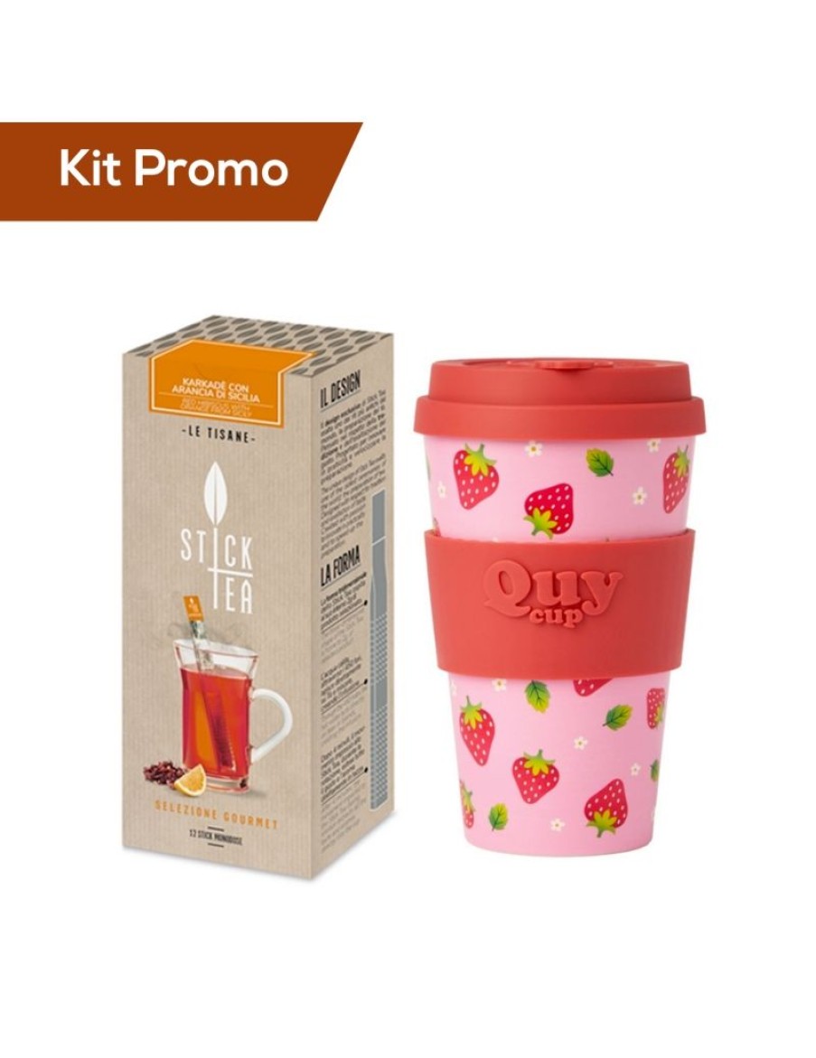 Click Cafe Stick Tea Selezione Gourmet | Kit Stick Tea Karkade E Arancia Con Quy Cup 400 Ml