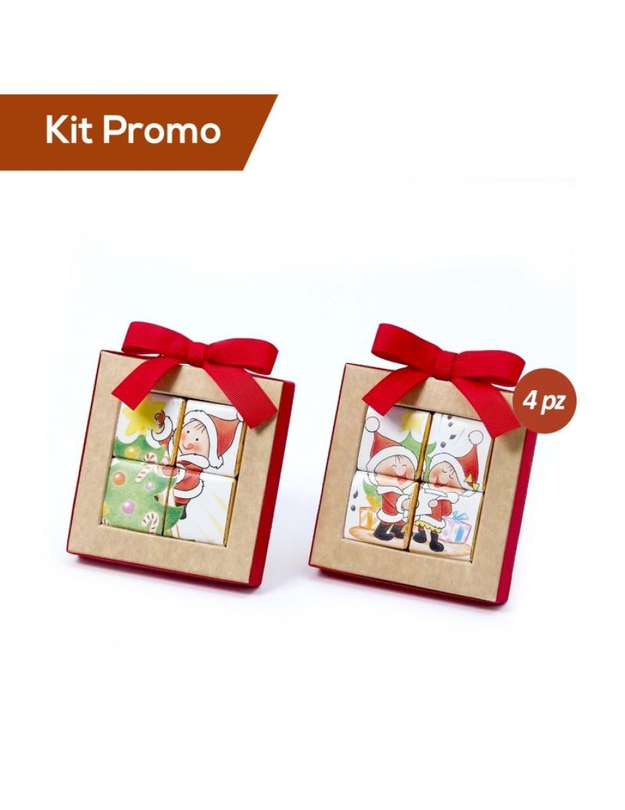 Click Cafe Cioccolato Artigianale | Kit 4 Puzzle Di Cioccolatini Al Latte Natalizi