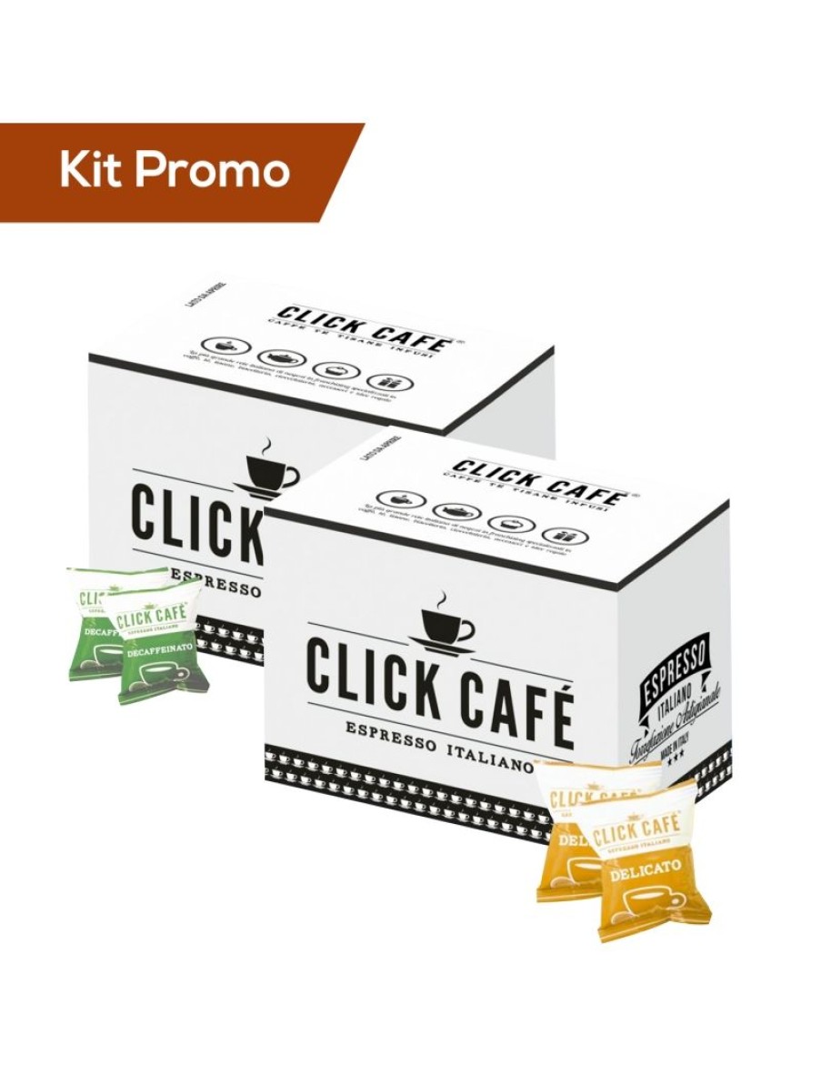 Click Cafe Capsule Compatibili Lavazza* A Modo Mio | Box 200 Capsule Compatibile A Modo Mio, Miscela Delicato E Miscela Decaffeinato