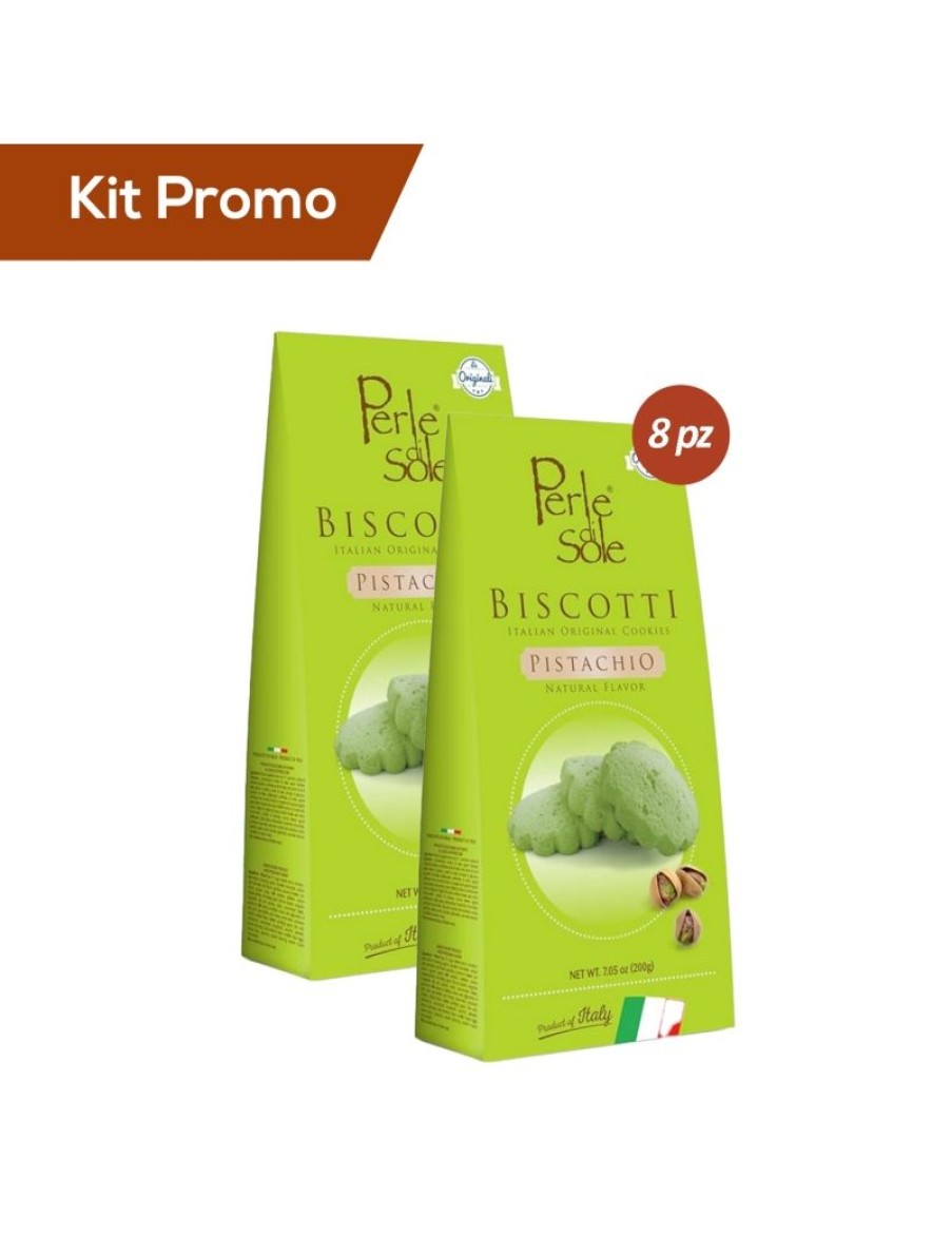 Click Cafe Biscotti Artigianali | Kit 8 Astucci Di Biscotti Al Gusto Pistacchio, Perle Di Sole