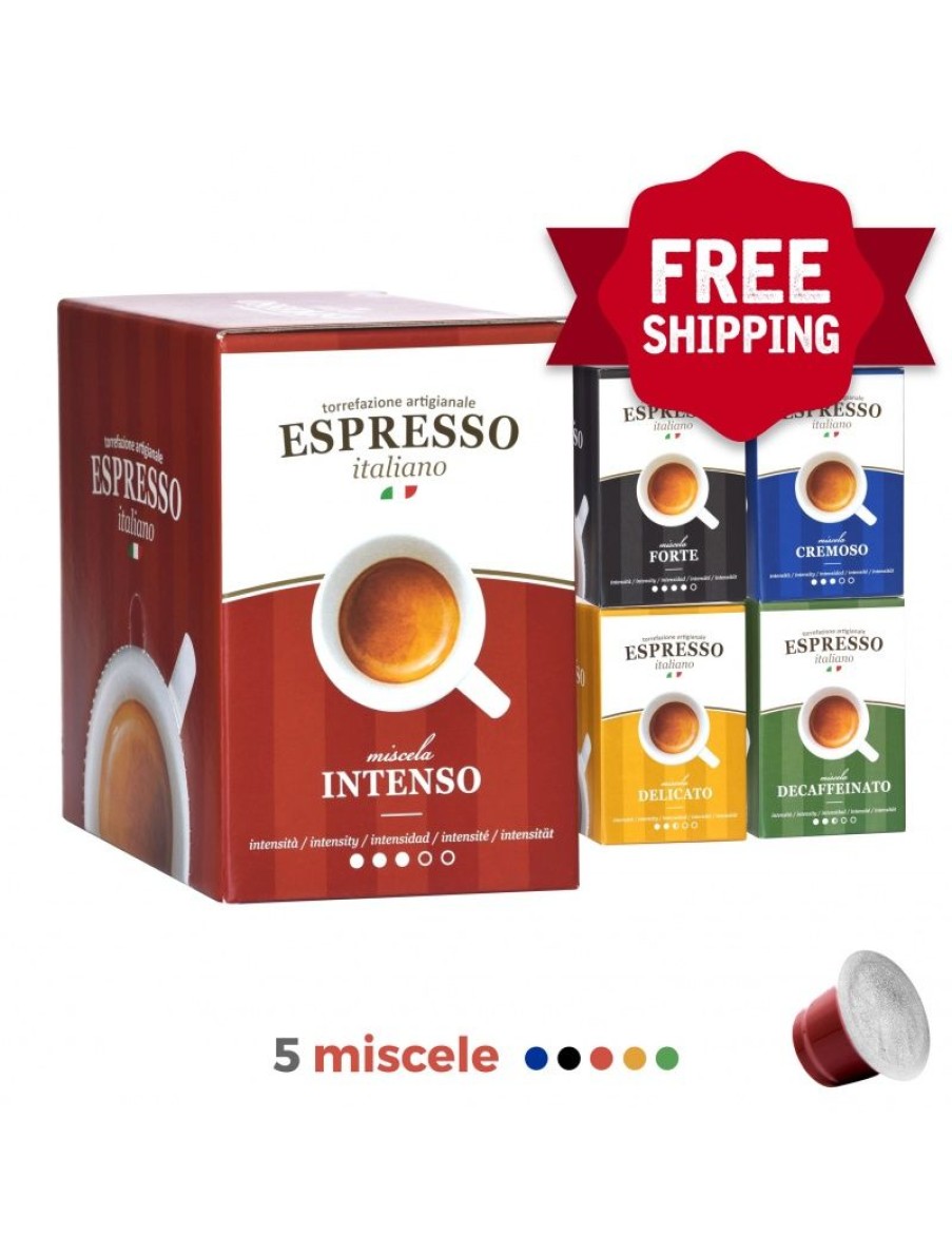 Click Cafe Capsule Compatibili Nespresso | Box 5 Miscele Assortite Compatibili Nespresso