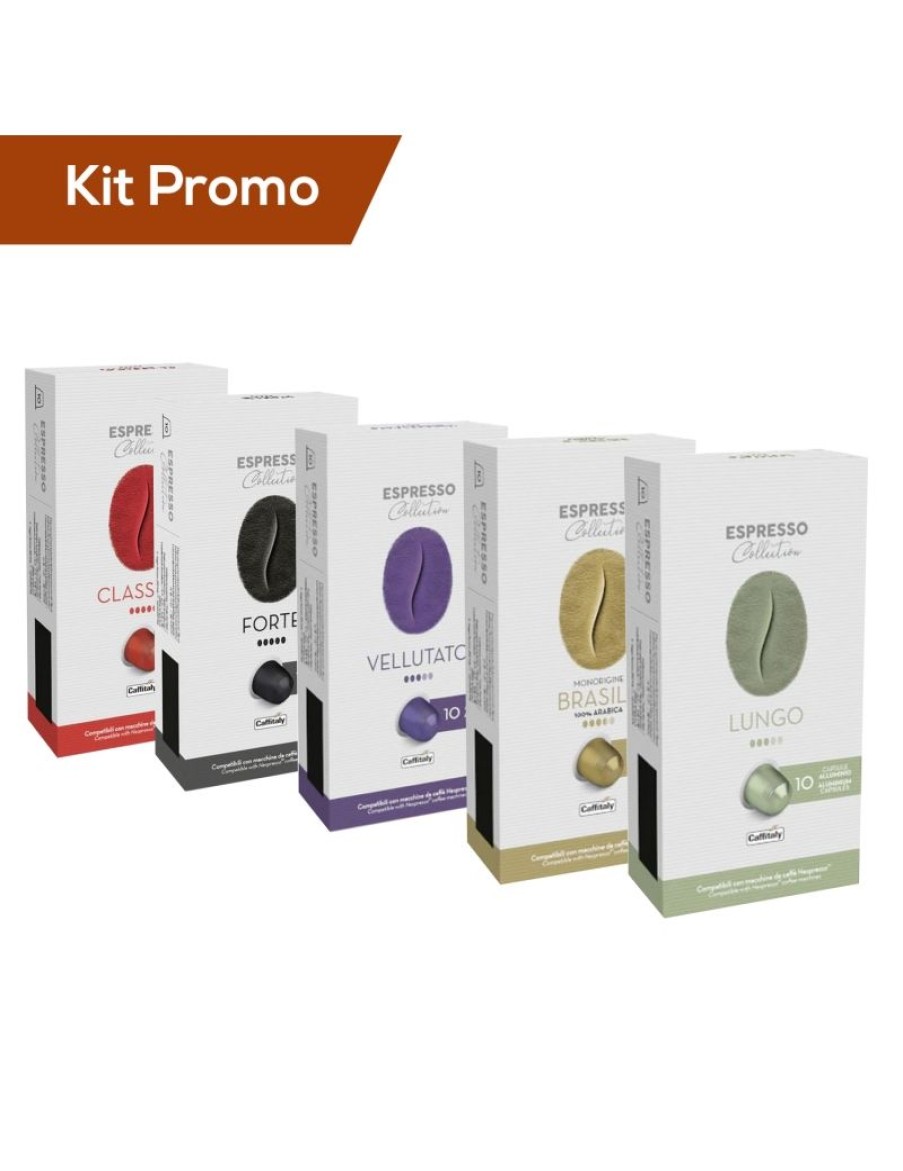 Click Cafe Capsule Compatibili Nespresso | Box 50 Capsule Espresso Collection - Caffitaly,Compatibili Nespresso Vari Gusti