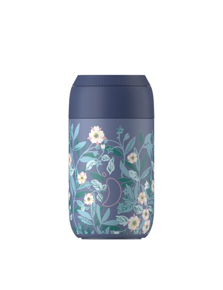 Click Cafe Borracce&Tazze Termiche E Accessori | Tazza Termica Chilly'S 340 Ml Serie 2 Fondo Blu Con Fiori