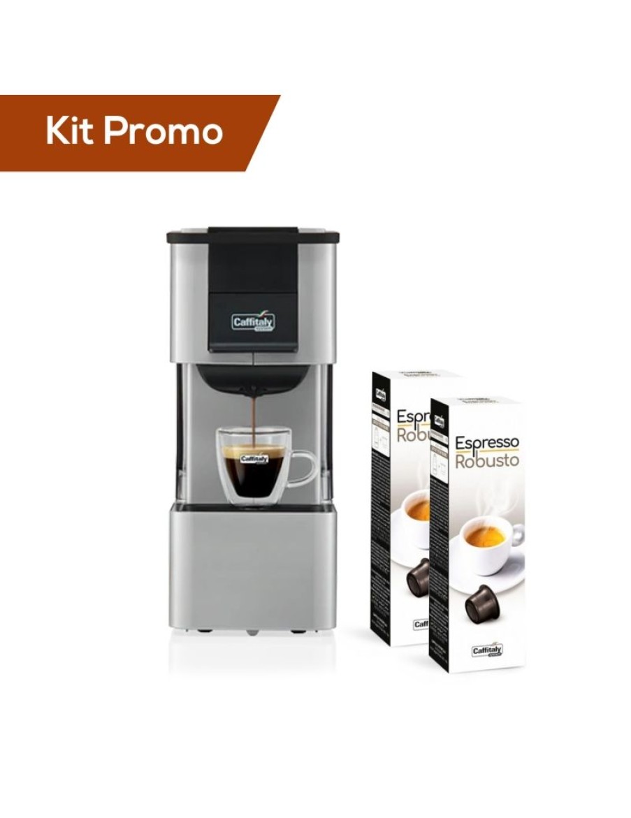 Click Cafe Macchinette Per Caffe In Capsule | Macchina Da Caffe Caffitaly Iris S27 Silver+ 20 Capsule Caffitaly Espresso Robusto