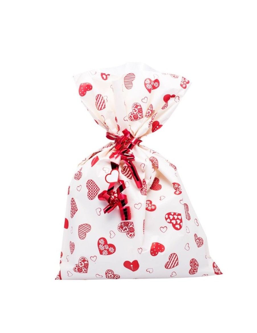 Click Cafe Carta Regalo E Biglietti Auguri | Sacchetti Cuore Cm20X35 Avorio/Rosso 100Pz