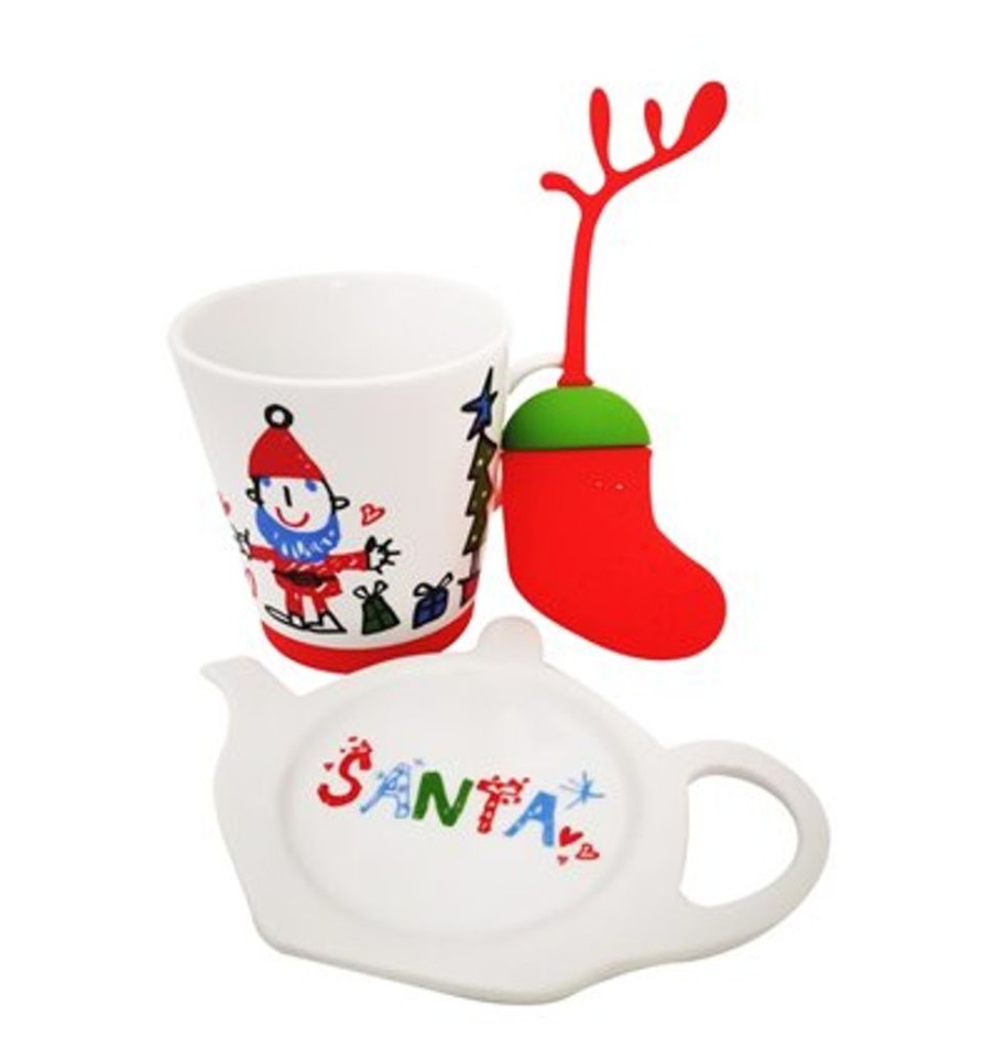 Click Cafe Tazze Da Te E Teiere | Mug Merry Christmas Con Filtro E Piattino In Gift Box