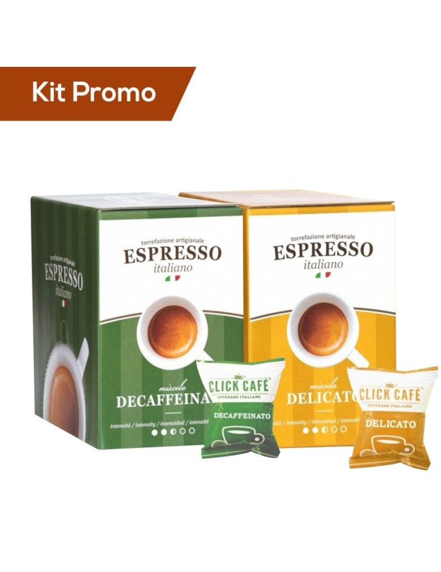 Click Cafe Capsule Compatibili Nespresso | Box 60 Capsule Nespresso Miscela Delicato E Decaffeinato