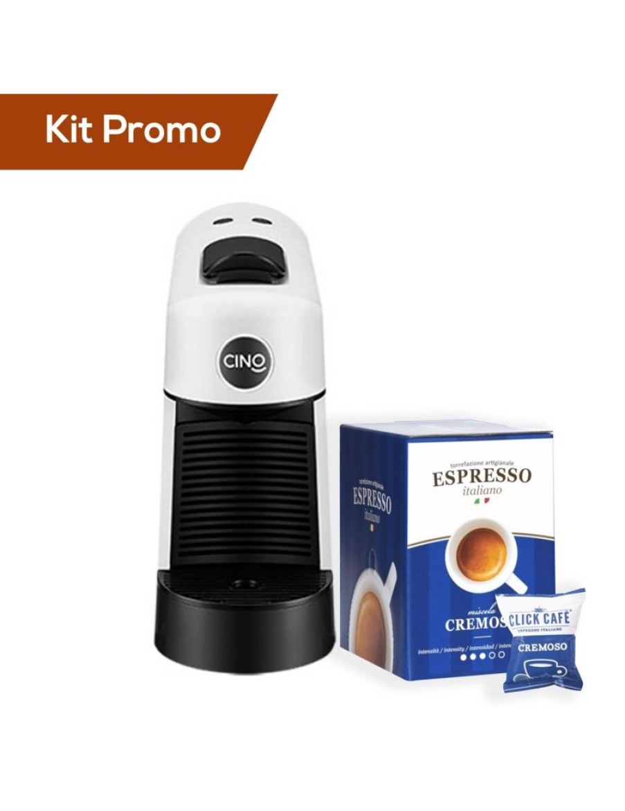 Click Cafe Macchinette Per Caffe In Capsule | Macchina Da Caffe Nespresso Modello Pinta Colore Bianco + 30 Capsule Cremoso