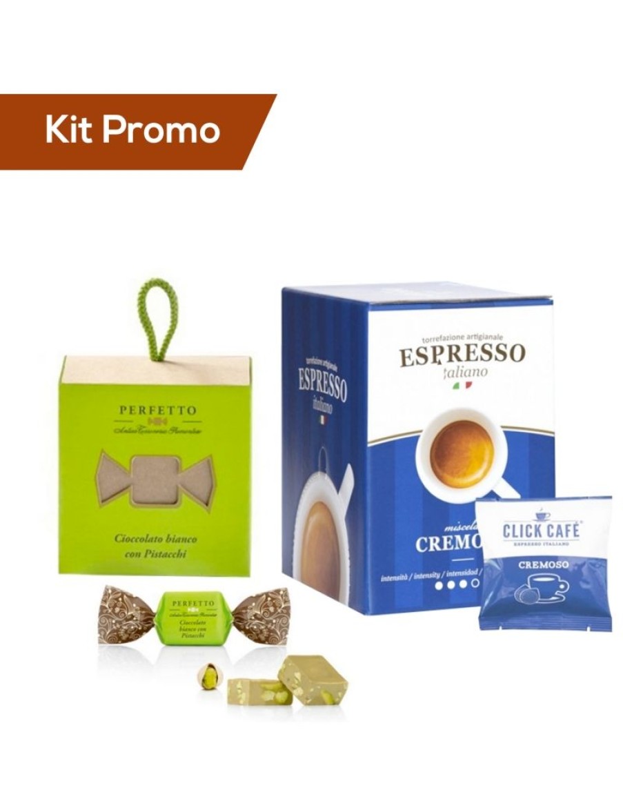 Click Cafe Cialde Caffe | Kit 30 Cialde Di Caffe Cremoso Con Cioccolatini Al Cioccolato Bianco Con Pistacchi