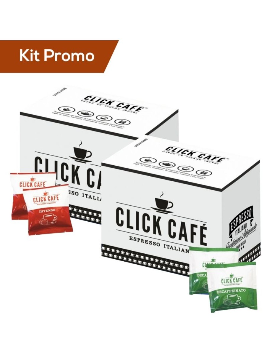 Click Cafe Cialde Caffe | Box 200 Cialde In Carta Filtro Miscela Decaffeinato E Miscela Intenso