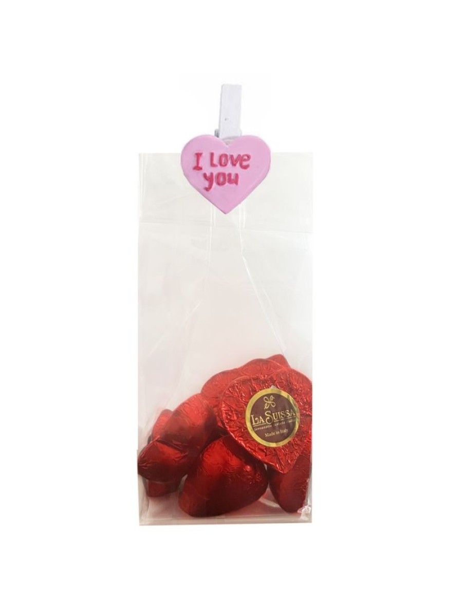 Click Cafe Cioccolato Artigianale | Bustina Con Clip I Love Youcuori Di Cioccolato Al Latte 100Gr