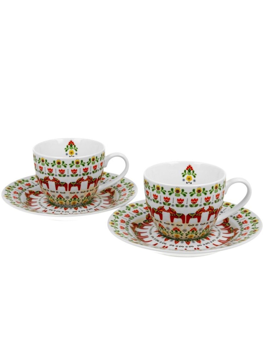 Click Cafe Tazzine Da Caffe E Tazze Mug | Set 2 Tazzine Caffe Con Piattino Ethnic In Confezione Regalo