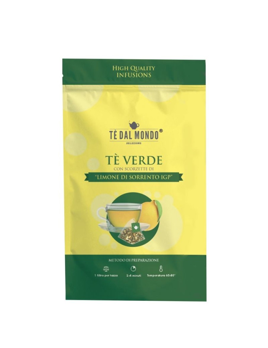 Click Cafe Piramidali Te Dal Mondo | 12 Piram.Te'Verde Con Scorzette Limone 2.5Gr In Doypack Full Printed