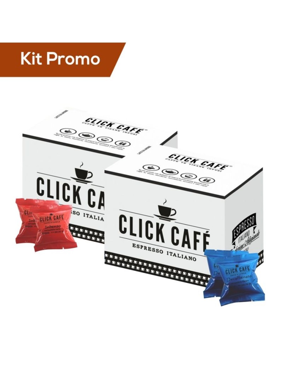 Click Cafe Capsule Compatibili Uno System | Box Capsule Caffe Decaffeinato E Intenso Uno System Click Cafe