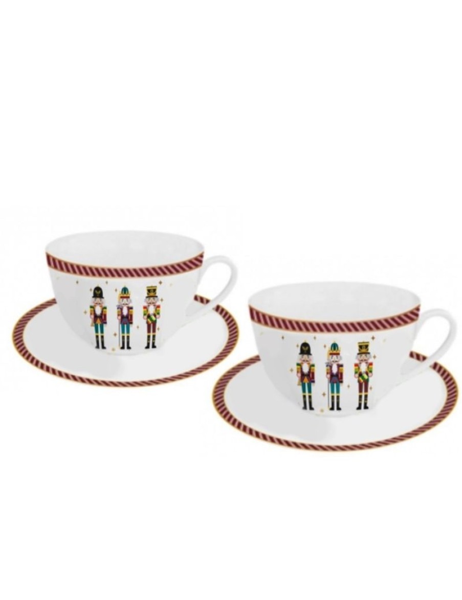 Click Cafe Tazze Da Te E Teiere | Set Christmas Collection 2 Tazze Con Piattino Nutcrackers