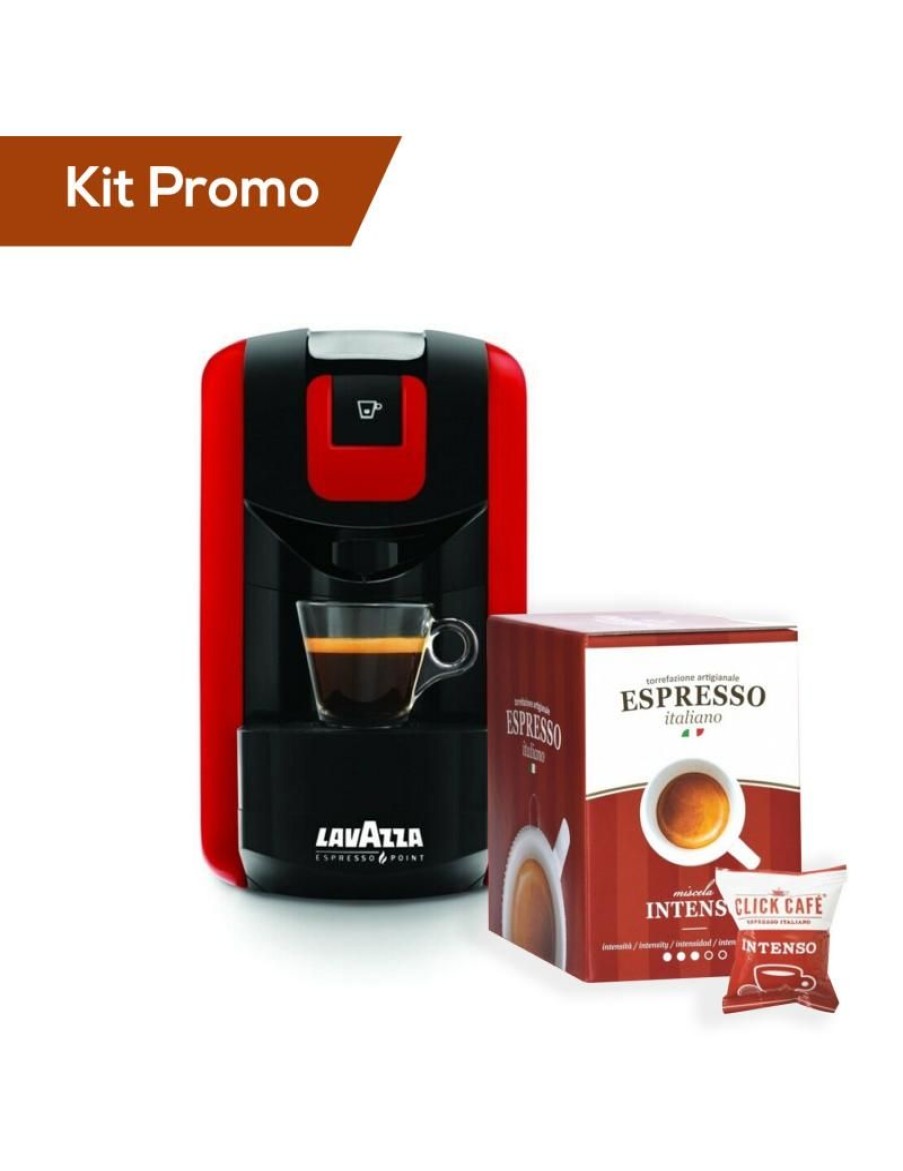 Click Cafe Macchinette Per Caffe In Capsule | Macchina Da Caffe Ep Mini Colore Rosso + 30 Capsule Intenso