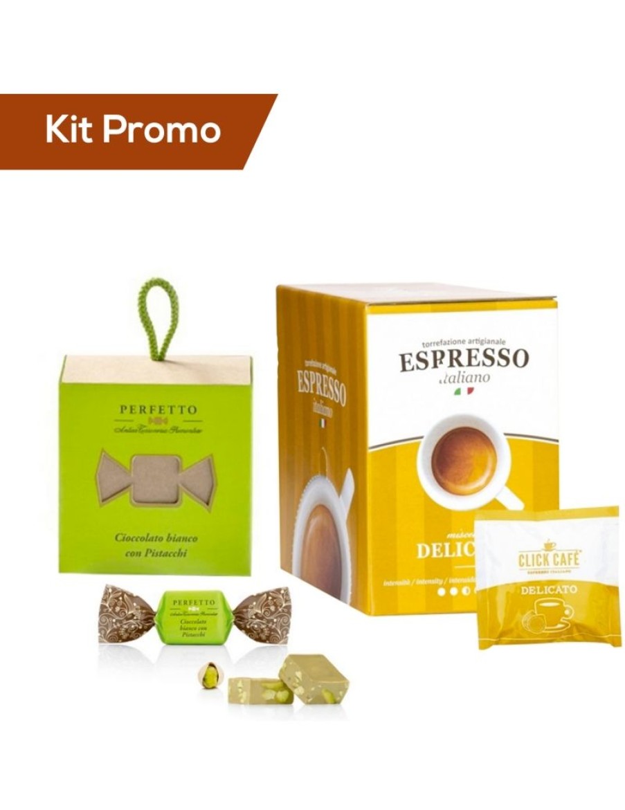 Click Cafe Cialde Caffe | Kit 30 Cialde Di Caffe Delicato Con Cioccolatini Al Cioccolato Bianco Con Pistacchi