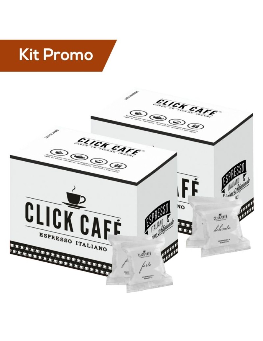 Click Cafe Capsule Compatibili Bialetti* | Box 200 Capsule Click Cafe Miscela Delicato E Forte, Compatibile Bialetti