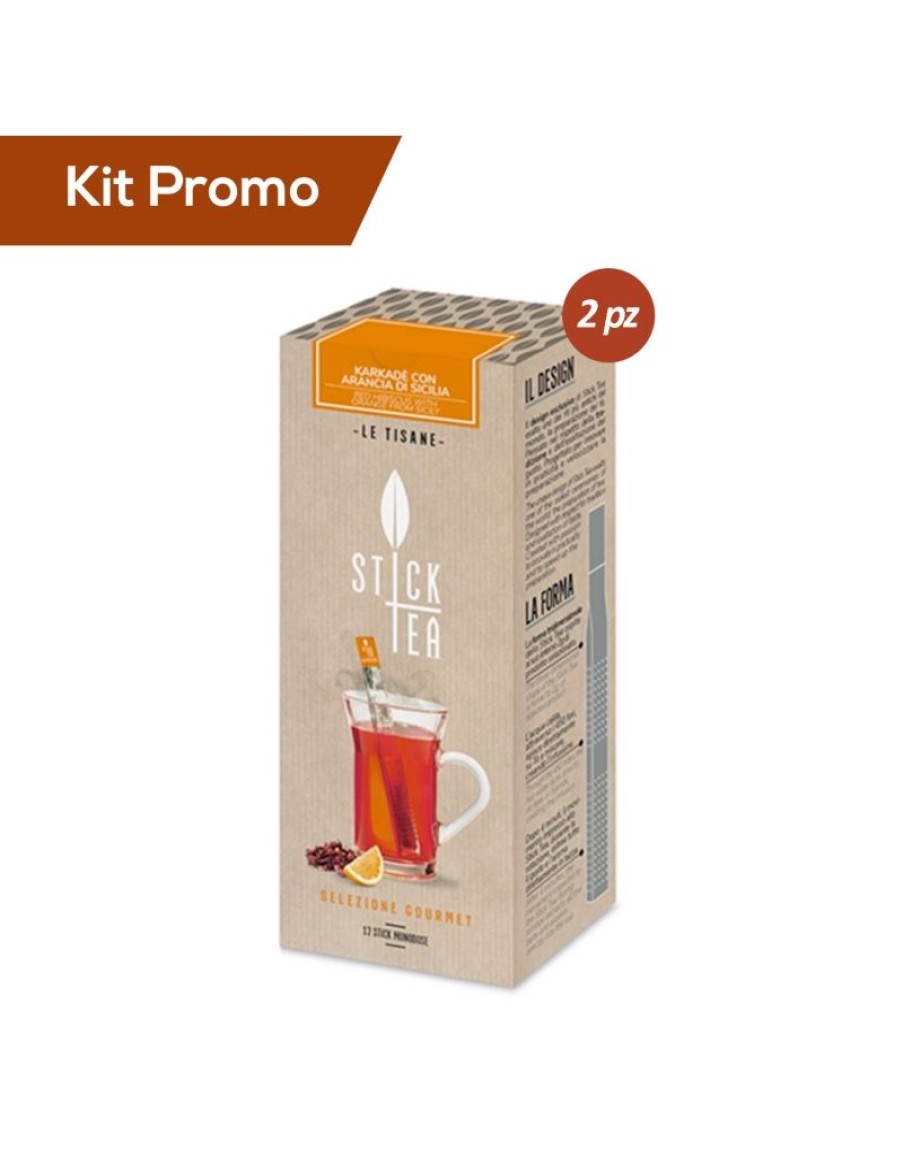 Click Cafe Stick Tea Selezione Gourmet | Box 2 Astucci Sticktea Karkade & Arancia