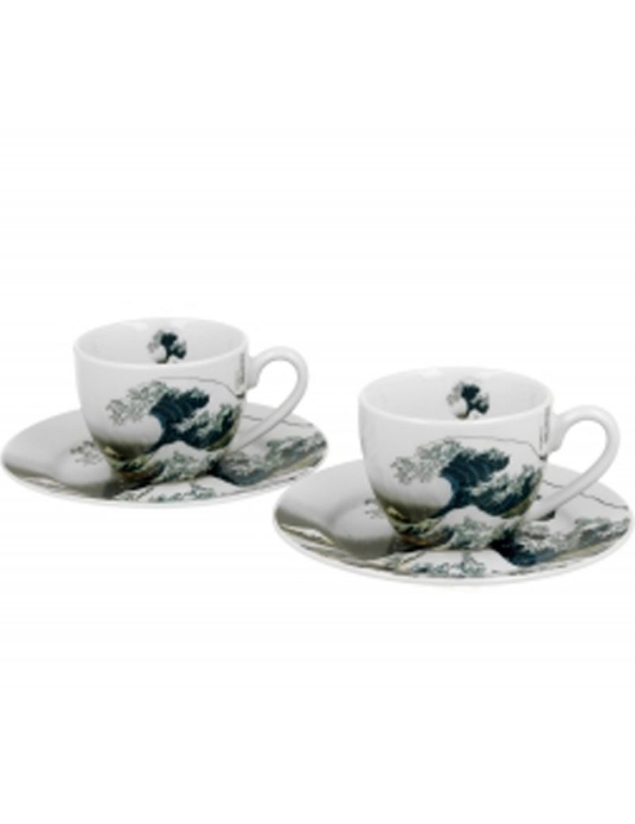 Click Cafe Tazzine Da Caffe E Tazze Mug | Set 2 Tazzine Caffe Con Piattino Hokusai In Confezione Regalo