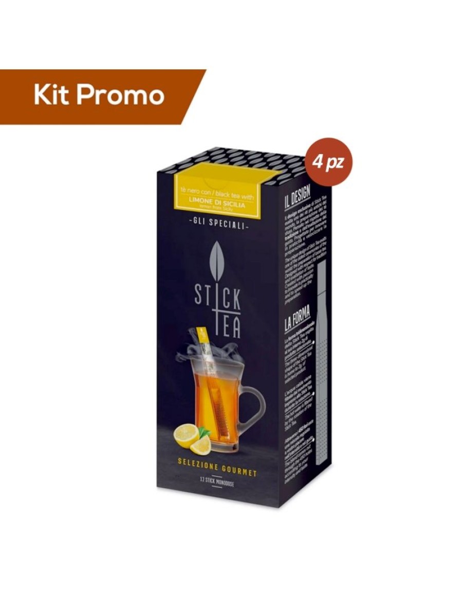 Click Cafe Stick Tea Selezione Gourmet | Box 4 Astucci Stick Tea Stick Te Nero Al Limone Di Sicilia