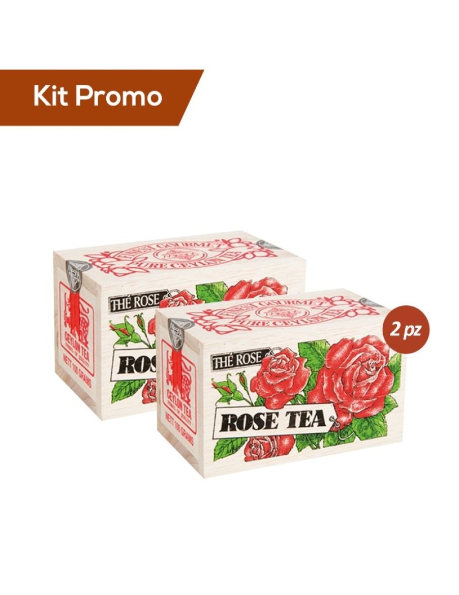 Click Cafe Te E Tisane Regina Di Fiori E Mlesna | Kit 2 Astucci In Legno Te Alla Rosa