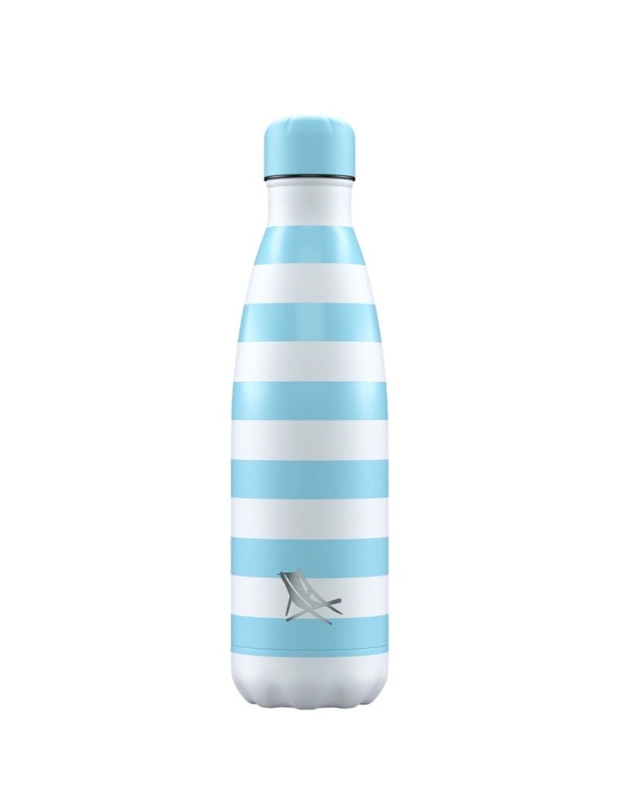 Click Cafe Borracce&Tazze Termiche E Accessori | Chilly'S Bottle Linea Dock&Bay Righe Celesti 500 Ml