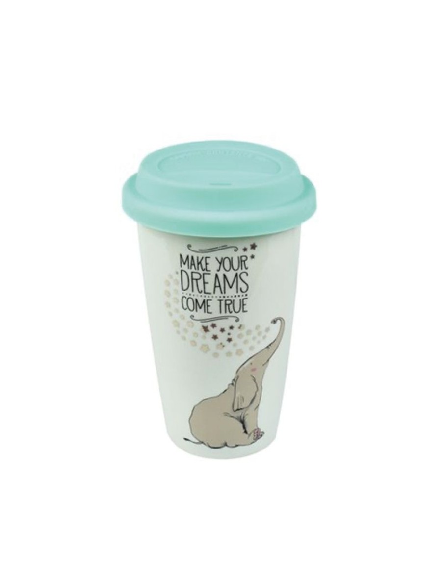 Click Cafe Tazzine Da Caffe E Tazze Mug | Bicchiere Elefante In Porcellana Con Tappo In Silicone 300Ml